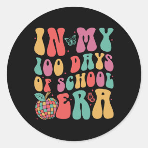 Pegatina Redonda En mis 100 días de colegio, era el 100° día de cla