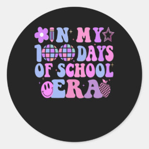 Pegatina Redonda En mis 100 días de colegio, era el 100° día de cla
