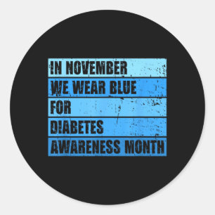 Pegatina Redonda En Noviembre Usa Azul Para La Conciencia De La Dia