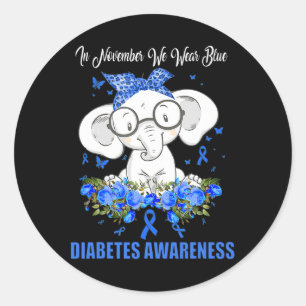 Pegatina Redonda En Noviembre Usamos Awarene De La Diabetes De Elef