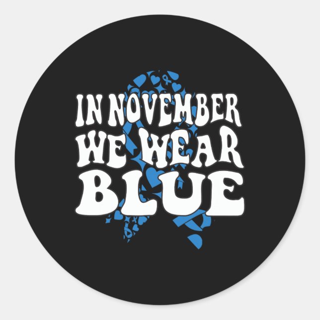 Pegatina Redonda En Noviembre, Usamos Conciencia Sobre La Diabetes  (Anverso)