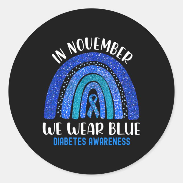 Pegatina Redonda En Noviembre, Usamos Conciencia Sobre La Diabetes  (Anverso)