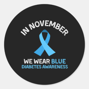Pegatina Redonda En Noviembre Usamos El Apoyo Azul Para La Diabetes