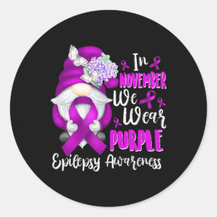 Pegatina Redonda En Noviembre Usamos Epilepsia De Guerrero Gnome Pú