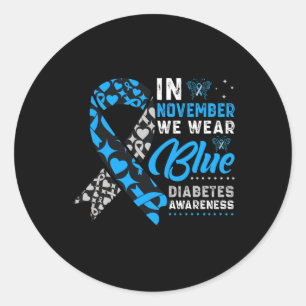 Pegatina Redonda En Noviembre Usamos La Cinta Azul T1d T2d Diabetes