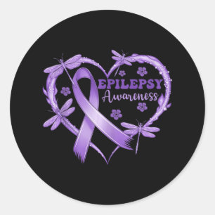 Pegatina Redonda En Noviembre Usamos La Epilepsia Púrpura Concienci