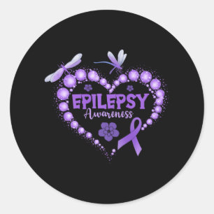 Pegatina Redonda En Noviembre Usamos La Epilepsia Púrpura Concienci