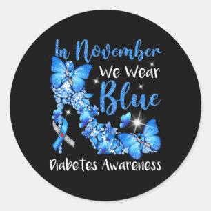 Pegatina Redonda En Noviembre Usamos Mariposas Azules Para La Diabe