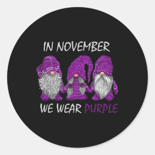 Pegatina Redonda En Noviembre Usamos Purple - Alzheimer Awareness G