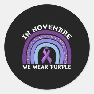 Pegatina Redonda En Noviembre Vivimos El Cáncer Pancreático Morado