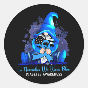 Pegatina Redonda En Noviembre Vivimos Gnomes Azules Sensibilización