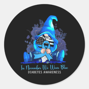 Pegatina Redonda En Noviembre Vivimos Gnomes Azules Sensibilización