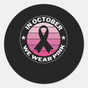 Pegatina Redonda En Octubre Nos Vestimos de Rosa por la Conciencia 