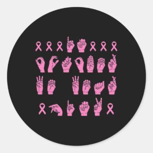 Pegatina Redonda En Octubre Nosotros Vestimos Rosa Señal Lenguaje S