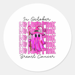 Pegatina Redonda En Octubre Usamos Awa El Cáncer De Mama Británico