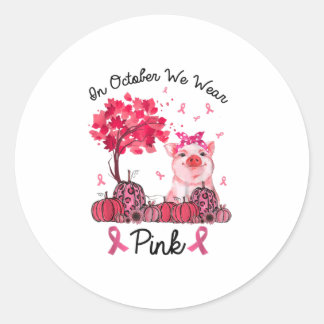 Pegatina Redonda En Octubre Usamos Awaren Por El Cáncer De Mama Ros