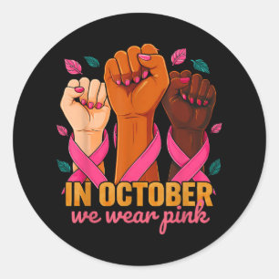 Pegatina Redonda En Octubre Usamos Awarene Rosa 2025 Con Cáncer De 