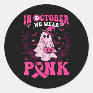 Pegatina Redonda En Octubre, Usamos Camisas Rosadas Fantasma Hallow
