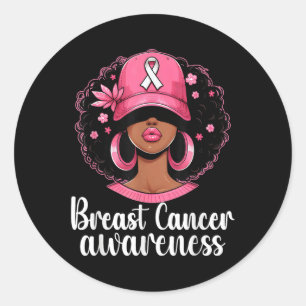 Pegatina Redonda En Octubre Usamos Cáncer De Mama De Mujer Negra Ro
