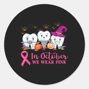 Pegatina Redonda En Octubre Usamos Cáncer De Mama Dental De Cinta R