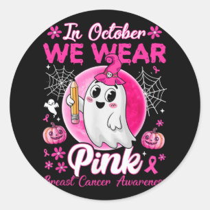 Pegatina Redonda En Octubre Usamos Conciencia Sobre El Cáncer De Ma