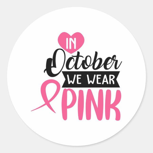 Pegatina Redonda En Octubre Usamos Rosa (Anverso)