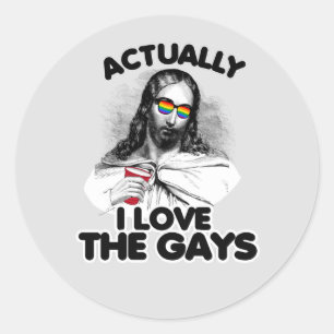 Pegatina Redonda En realidad amo la camiseta de los gays