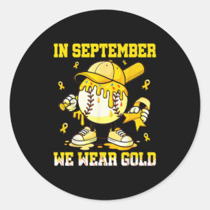 Pegatina Redonda En Septiembre Nosotros Llevamos Oro Béisbol Drip N