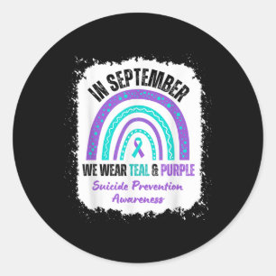 Pegatina Redonda En Septiembre Nosotros Llevamos Verde Teal Morado