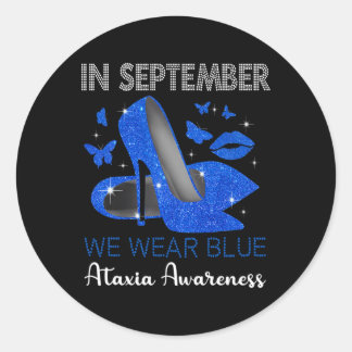 Pegatina Redonda En Septiembre Usa Tacones Azules Conciencia de Ata