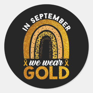 Pegatina Redonda En Septiembre Usamos Cáncer De Oro En El Arcoiris
