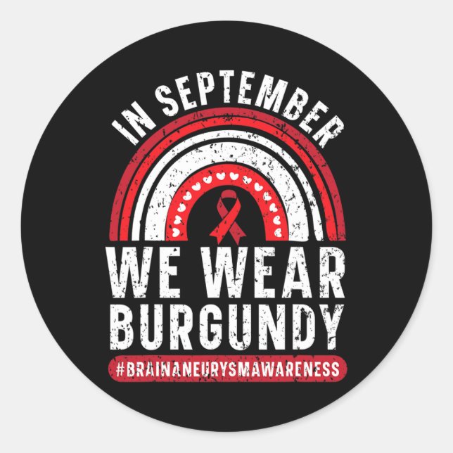 Pegatina Redonda En Septiembre Usamos Conciencia Sobre El Aneuralis (Anverso)