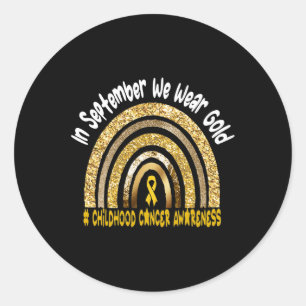 Pegatina Redonda En septiembre, usamos conciencia sobre el cáncer i