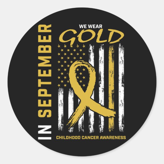 Pegatina Redonda En Septiembre Usamos El Awarene Del Cáncer Infanti (Anverso)