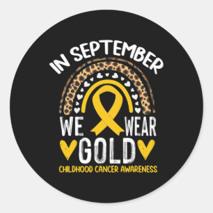 Pegatina Redonda En Septiembre Usamos Oro Conciencia del Cáncer Inf