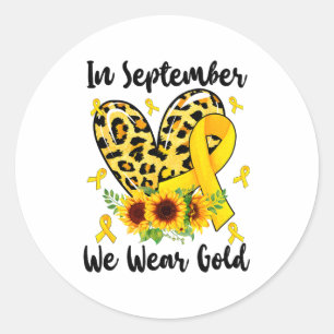 Pegatina Redonda En Septiembre Usamos Oro Conciencia del Cáncer Inf