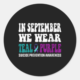 Pegatina Redonda En Septiembre, Usamos Un Previo Al Suicidio Púrpur