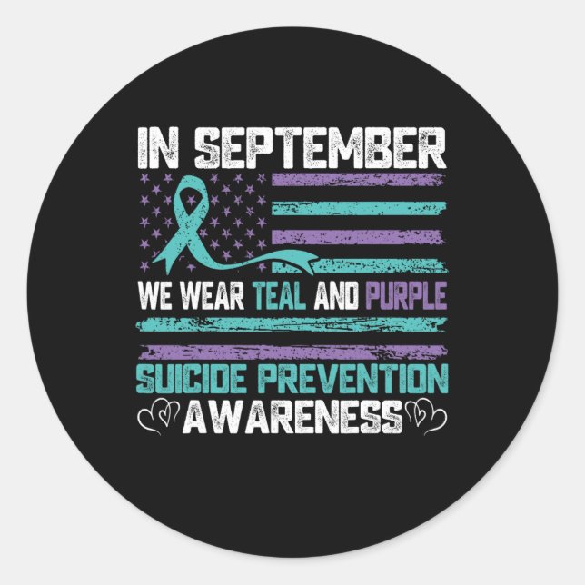 Pegatina Redonda En Septiembre, Vemos Prevalecer El Suicidio Verde  (Anverso)