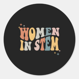 Pegatina Redonda En Stem Steminist Science Ingeniería femenina Tech