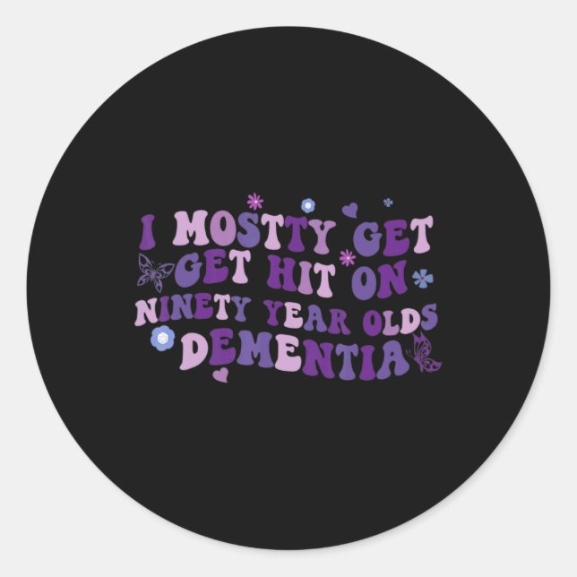 Pegatina Redonda En Su Mayoría Obtén Un Golpe En Dementia Morada Al (Anverso)