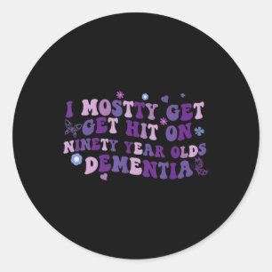 Pegatina Redonda En Su Mayoría Obtén Un Golpe En Dementia Morada Al