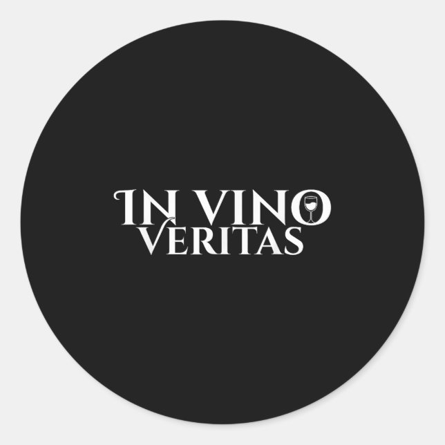Pegatina Redonda En Vino Veritas _ Latino _ Antigua Roma _ Amor del (Anverso)