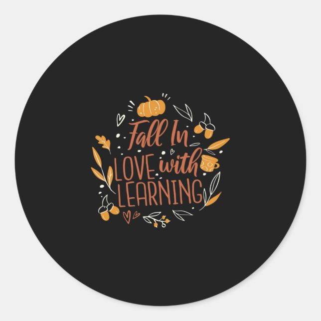 Pegatina Redonda Enamorado de aprender otoño otoño (Anverso)