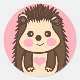 Pegatina Redonda Enamorado de los erizos Cute Hedgie