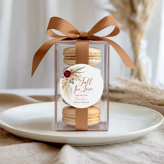 Pegatina Redonda Enamorarse Boho Hierba de Pampas Otoño Floral (Subido por el creador)