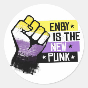 Pegatina Redonda Enby es el nuevo punk