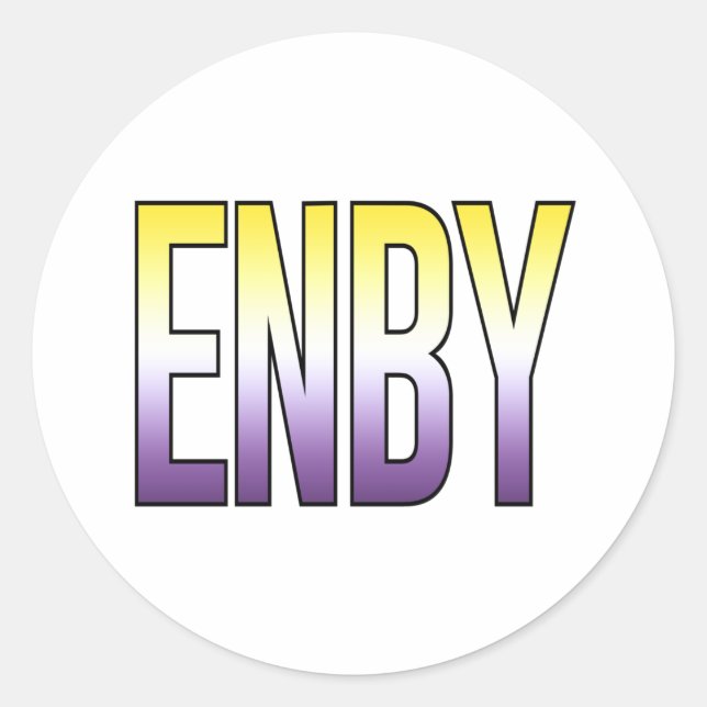 Pegatina Redonda ENBY - No binario (Anverso)