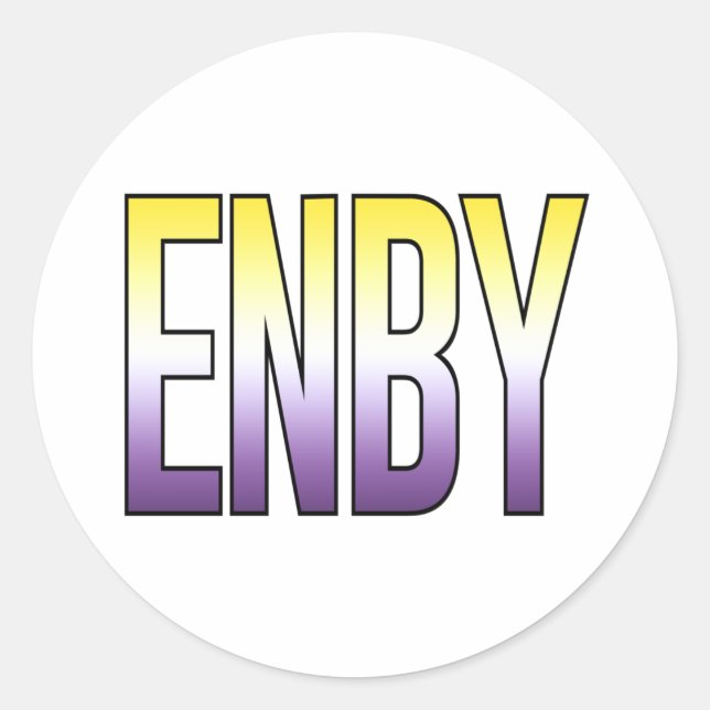 Pegatina Redonda ENBY - No binario (Anverso)