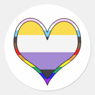 Pegatina Redonda Enby Pride Heart