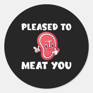 Pegatina Redonda Encantado De Carne De Bbq Grill Beef